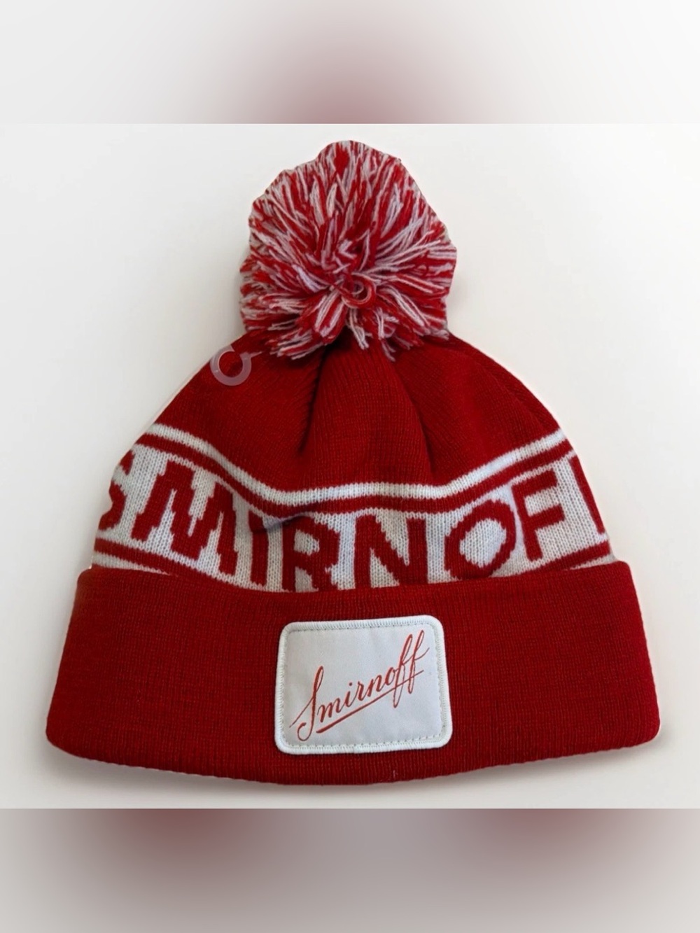 Smirnoff Beanie Toque Promo Vodka Hat Red Winter Hat Pom Pom Snow Alcohol Merch